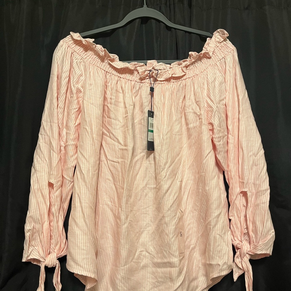 Tommy Hilfiger Light Pink Off-Shoulder Blouse